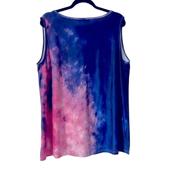 Sakurafina v-neck cosmic print tank in blue & pink size 1X - Picture 6 of 11
